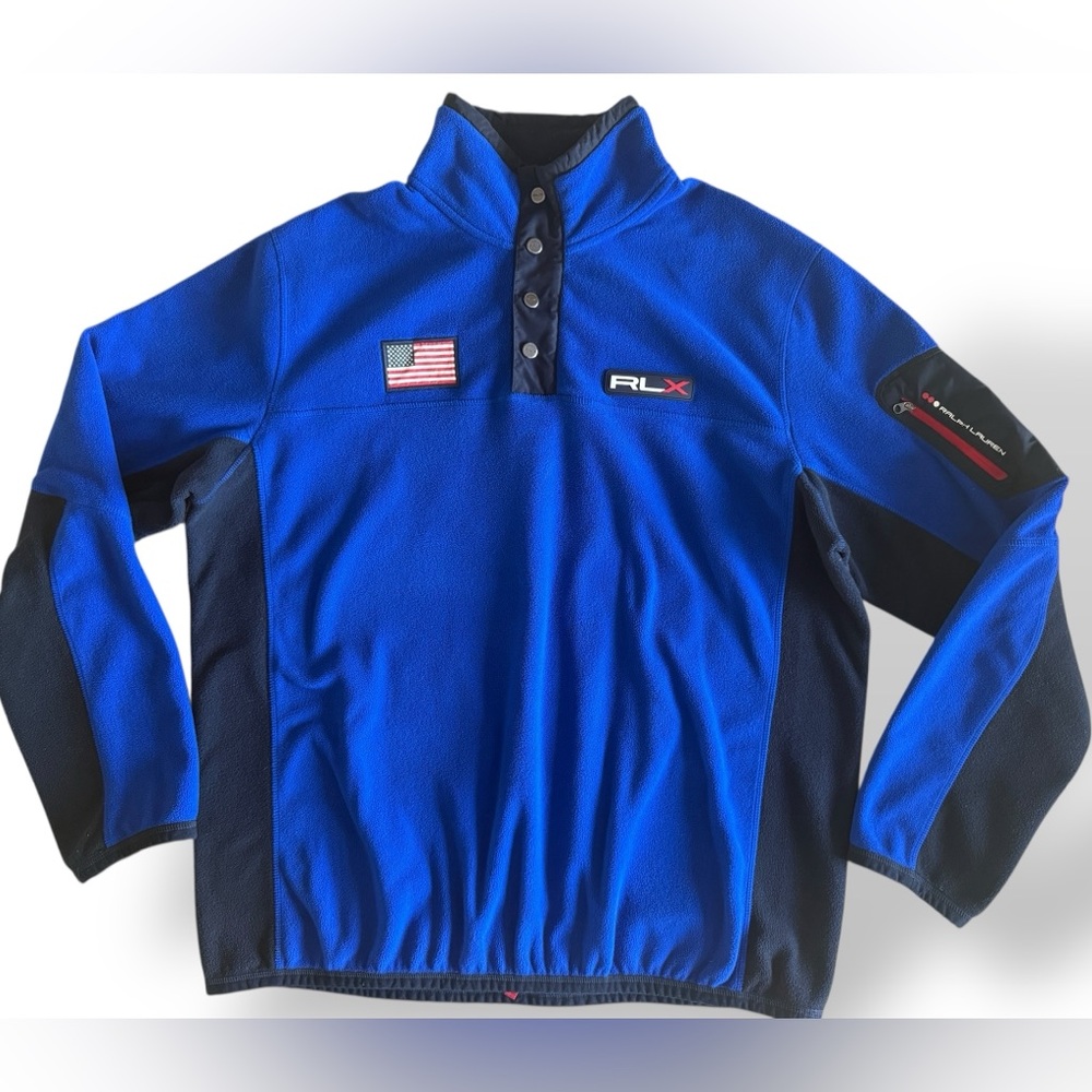 Vintage‎ Polo Ralph Lauren Blue RLX Performance Fleece Sweater Size XL  1/4 Snap